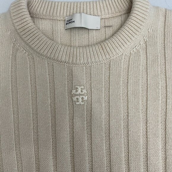 Tory Burch 100% cashmere ribbed sweater, cream, size L - Picture 3 of 12